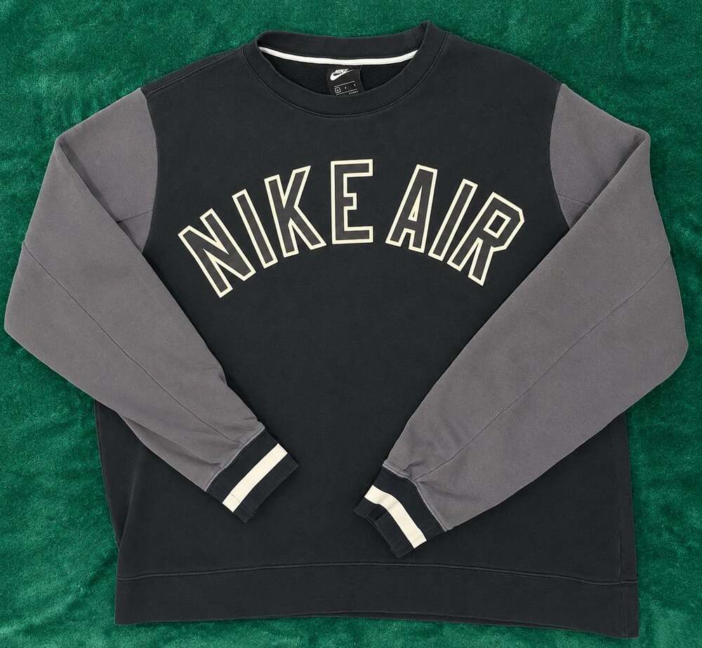 Nike Air Varsity Fleece Crew Sweatshirt Black and Dark Grey